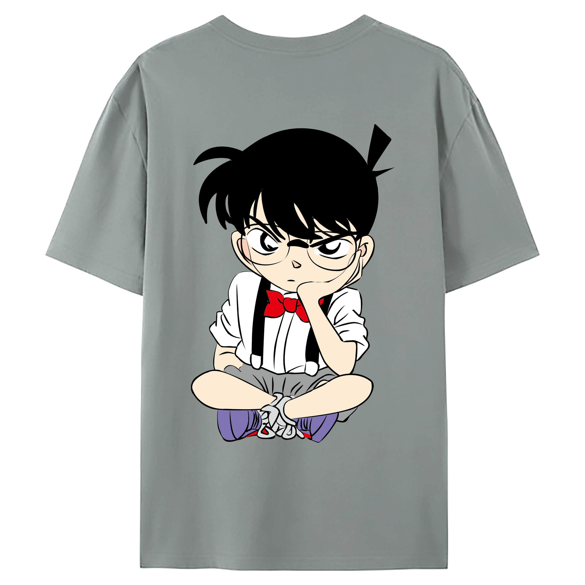 （画像用） 名探偵コナン 江戸川 コナン Detective Conan Conan Edogawa 綿100％ メンズ半袖Tシャツ（バックプリント） 通気性